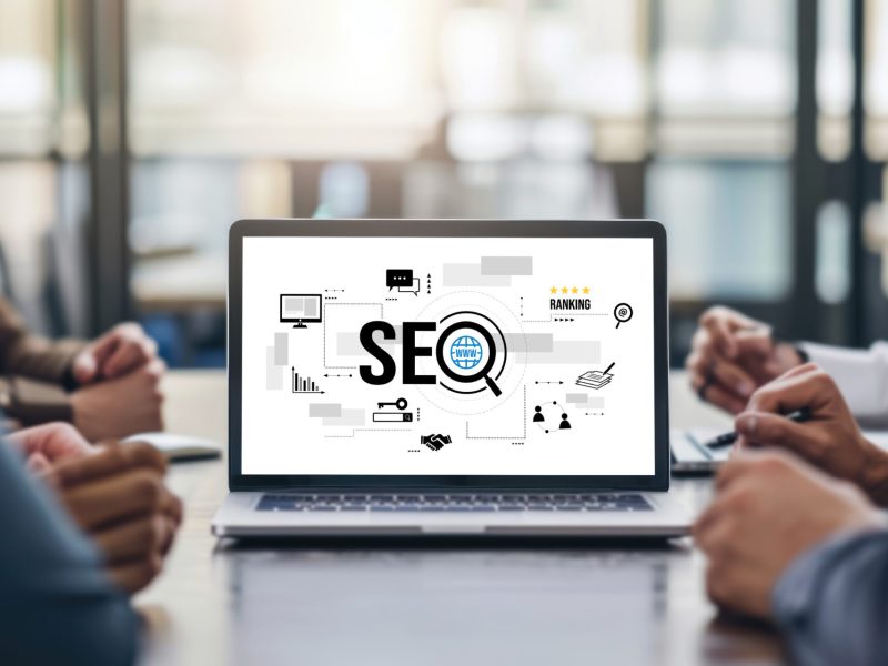 SEO search engine optimization for brisk e-commerce and online retail business showing on computer screen